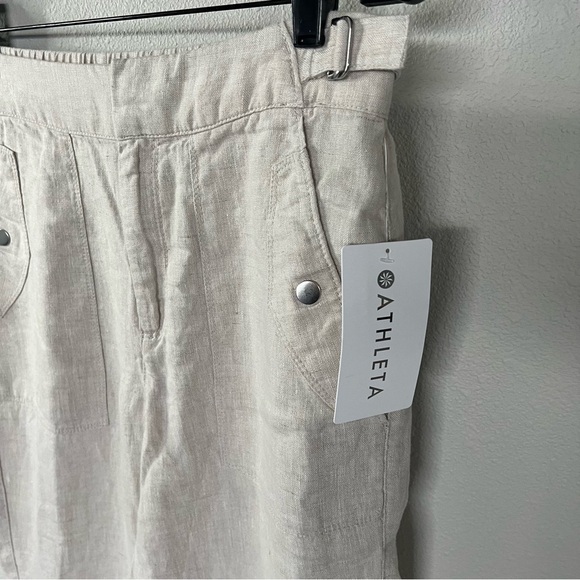 New Athleta Voyager Linen Pant Undyed Beige NWT Casual Beachy Coastal Women’s 8 - Picture 7 of 14